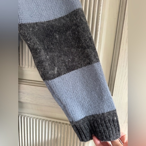 Madewell Women’s Wool Blend Blue and Black Rugby Striped Sweater, Large - Picture 8 of 16